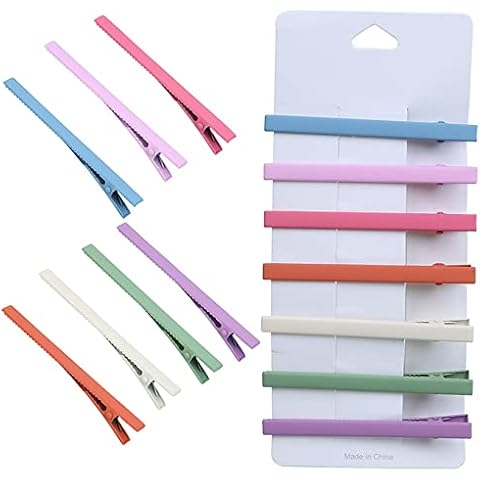 MELUOGE Hair Clips Styling Sections 7-Pack, Non-Slip Metallic Candy Long and ThinDuckbill Hair Clips, Traceless Hair Clips for Ladies, Girls and Salon Hairdressers Cover