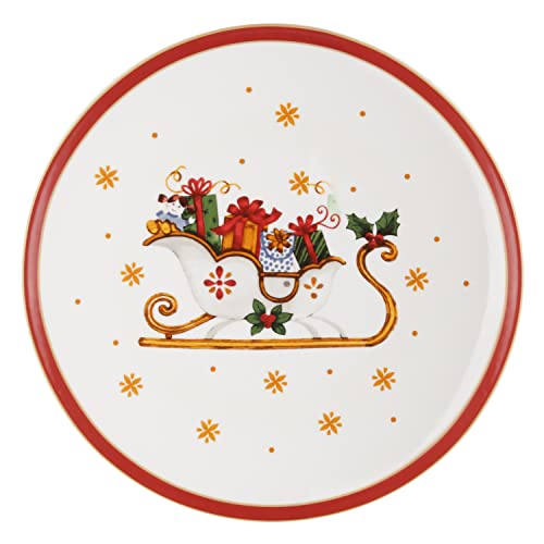 Piatto Panettone Slitta In Porcellana, 31 Cm