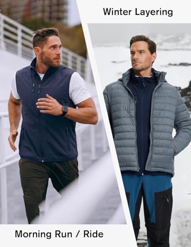 Image of fit space Men's Lightweight Vest Softshell Sleeveless Windproof Jacket with Zipper Pcoket Cycling Travel Hiking Running Golf