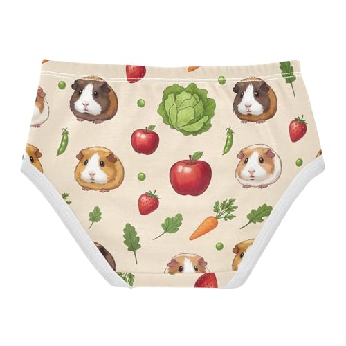 Cute Guinea Pigs Vegetables Beige Cute Panties Girl Toddler Girls Underwear Cotton Pattern Kids Undies Briefs 2t2