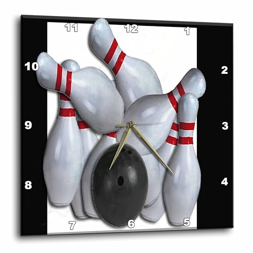 3dRose dpp_16304_3 Bowling Ball and Pins-Wall Clock, 15 by 15-Inch