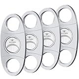 roygra Cigar Cutter Set (4 Pack), Guillotine Double Blade, Cigar Accessories for Men, Stainless Steel Smoking Accessories Tool, Portable Sharp Clean Cut - Silver