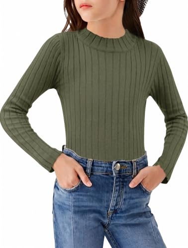 Image of Arshiner Girls Half Turtleneck Long Sleeve Knit Slim Sweater Pullover Tops
