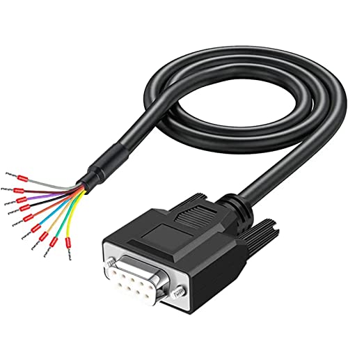 PENGLIN 6.56Ft Câble d'extension série 24AWG DB9 Femelle RS232 9 Broches, Connecteur plaqué Or à 9 Broches avec câble à extrémité dénudée Cover