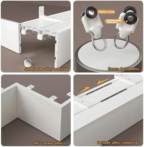 Customizable Metal Curtain Pelmet Box with Double Track - Versatile Valance for Ceiling or Wall Mount, Ideal for Bedroom & Living Room Windows Decor.