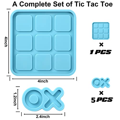 Tic Tac Toe Resin Mold With 5 Chess Pieces Molds,Decyool X O Board Game Silicone Molds For Resin Casting,Diy Tabletop Board Game #TOP1
