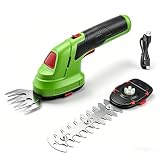 Heckenschere Akku 2-in-1, 1100 RPM Grasschere mit 2000mAh, 60 Min, 1h Type-C Laden, 12cm & 8.4cm Klingen, 1.6kg, Strauchschere Akku für Hecken Sträucher Rasenkanten
