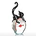 Tooarts Cat and Goldfish Sculpture Glass Ornament Cat Figurine Hand Blown, Christmas Birthday Gift [Black & Red]