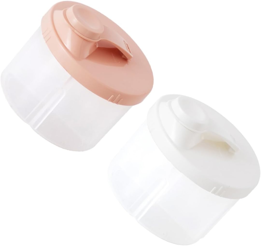 TOYANDONA 2pcs Rotating Formula Container Portable Milk Powder Dispenser for Convenient Travel Storage with Design White Pink