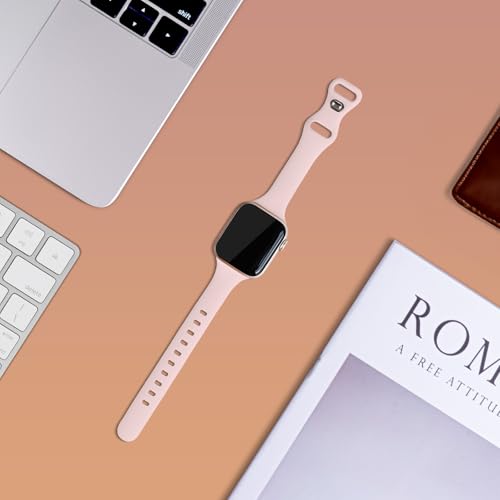Image of Thin Silicone Band Compatible with Apple Watch 41mm 38mm 40mm 46mm 45mm 42mm 44mm, Slim Narrow Replacement Sport Strap Wristband for iWatch Series 11 10 9 8 7 6 5 4 SE Ultra 3 2 1 Women Men