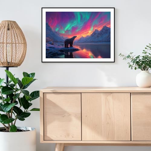 Rompecabezas para Adultos de 1000 Piezas: Oso bajo las Luces del Norte, Difícil e Imposible, Sin Polvo, con Letras en el Reverso y Poster a Escala 1:1, Juego Familiar, Decoración para el Hogar y Regalo (27,6" x 19,7") miniatura 3