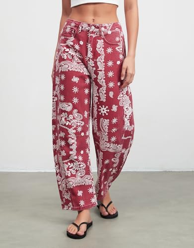 Kedera Women Casual Printed Barrel Jeans Wide Leg Denim Jeans 2025 Summer Trendy Baggy Pants Boyfriend Y2K Trousers3