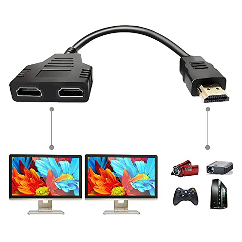 Image of HDMI Splitter Adapter Cable - 1 in 2 Out Male to Dual Female for HD, LED, LCD, TV (Can't Run Both at The Same Time)