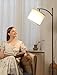 Ambimall Tall Floor Lamps with 3 Color Temperatures Bulb & Adjustable Linen Shade, for Living Room, Bedroom, Office, Classroom, Dorm Room (9W Bulb Included), Beige & Black, 60