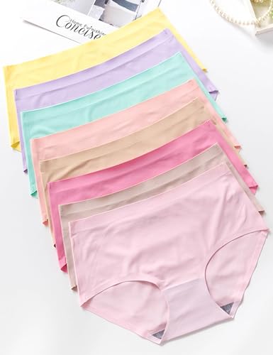 Kiench Teen Girls Seamless Panties Tagless No Show Underwear Plain Multipack of 9 5