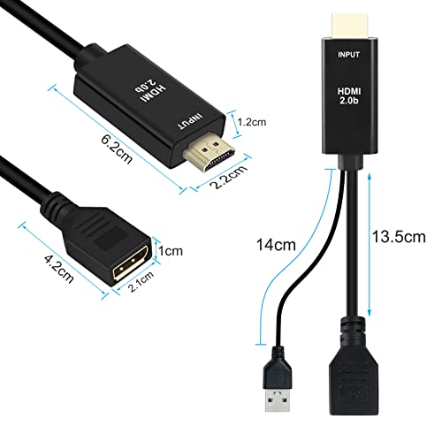 Image of 4K@60Hz HDMI to DisplayPort Cable Adapter /Converter with USB Power, Male to Female HDMI to DP Adaptor for Monitor, Support HDMI2.0 HDCP2.2, Compatible with Laptop, PS5, Xbox One, NS, Mac mini
