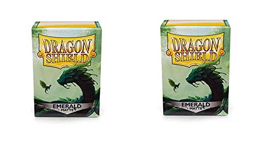 Pochettes Dragon Shield émeraude mate taille standard pour cartes JCC lot de 2