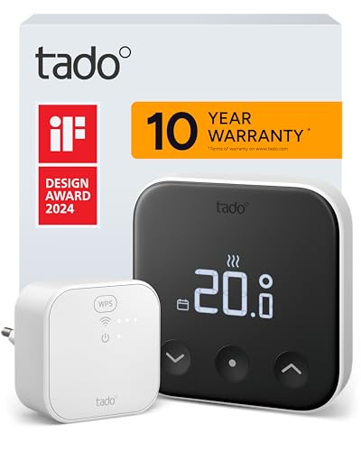 tado Smart Thermostat X – Starter Kit Wired Room Thermostat & Bridge X, Control via App & Smart Speaker (Alexa, Siri, Google Assistant), DIY Installation, Not Compatible with tado V3+