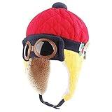 Baby Pilot Aviator Hat with Goggles Warm Winter Hat with Earmuffs Fleece Earflap Cap Beanie Hat for Baby Toddlers Kids(Red)