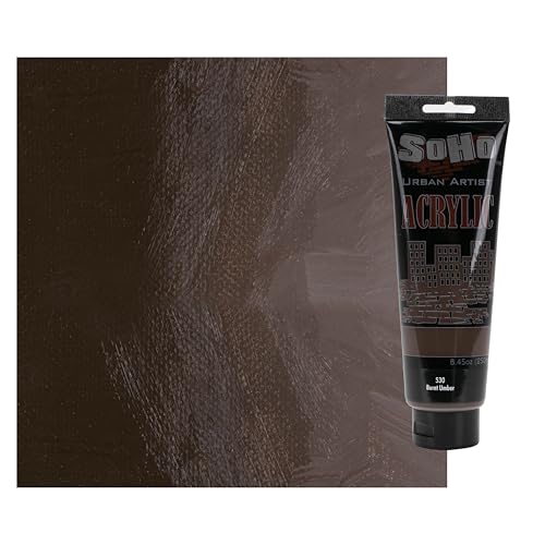 Soho Urban Artist Heavy Body Acrylic Paint - 250 ml Tube - Burnt Umber - Thick, Rich Color, Excellent Coverage, Professional Quality - Artists Acrylic Paint
