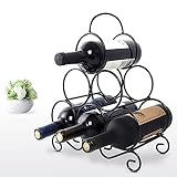 Tabletop Wine Rack, 6 Wine Bottle Holder Stand for Counter, No Assembly Required Small Metal Wine Ra