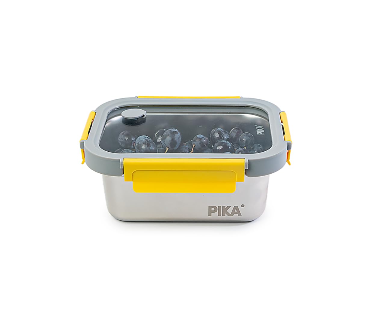Pika - Boite alimentaire en inox et couvercle en verre trempé – Hermétique et légère – Compatible micro-​ondes, four, congélateur – MetalShock (800ml)