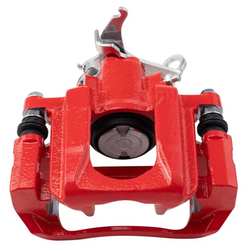 Image of TRQ Rear Right Brake Caliper w /Bracket Performance Red Passenger Side