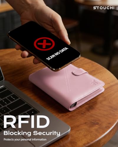 Image of Stouchi AirTag Passport Holder with Pull Strap, RFID Blocking Magnetic Case