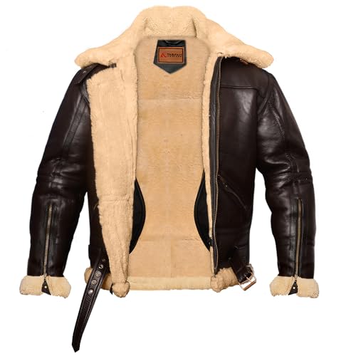 B3 Bomber Jacket Men Aviator Real Shearling Sheepskin Leather Winter Jacket3