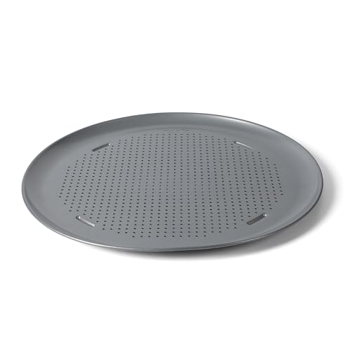 Calphalon Titan Steel Pizza Pan, 16-Inch Nonstick Pizza Pan For Oven, Pizza Baking Tray PFA Free, Heavy Duty Carbon Steel Bakeware for Even Heating, for Crisp Crust, Flatbreads, Baking