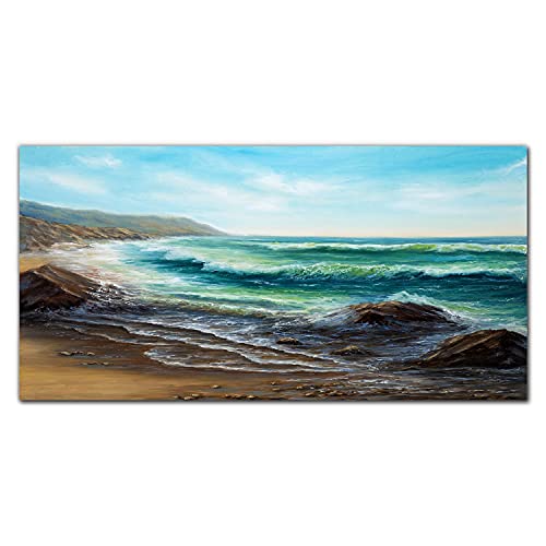 Décoration tableau en verre acrylique vagues côtières 100x50cm