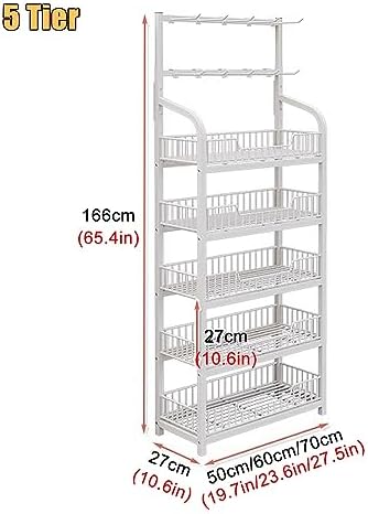 Supermarket Retail Display Shelf, 5 Tier Freestanding Snack Fruit Vegetable Organizer Basket, Commercial Pharmacy Wire Storage Rack, Space Saving (Color : White-5 Tier, image 3