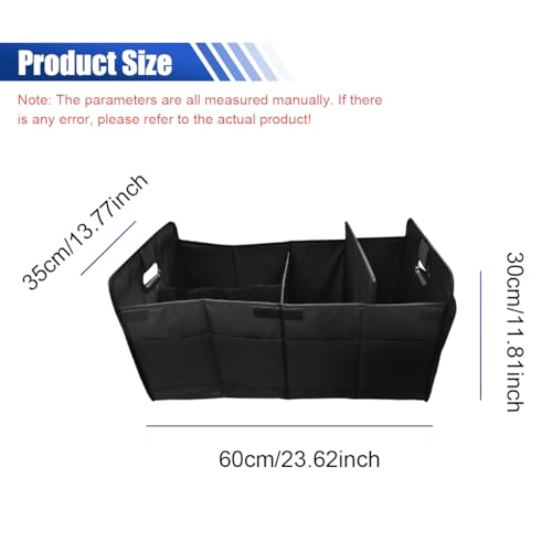 Deaelf Car Trunk Organizer, Large Capacity Oxford Cloth Car Storage Box, Collapsible Multi-Compartment Organization Container, Waterproof Auto Interior Storage Accessories (Black)