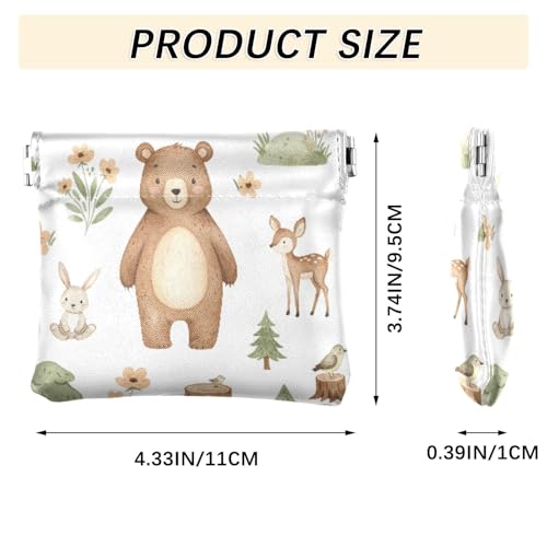Forest Animals Coin Purse Leather Pouch Change Purse, Squeeze Coin Pouch for Cards, Keys & Lipsticks, Unisex3