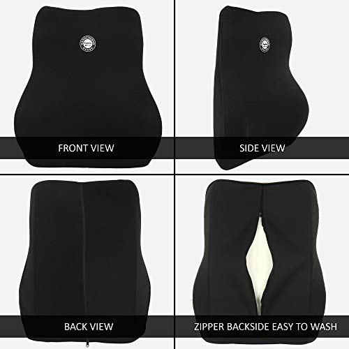 Image of Oshotto Air Fabric Lumbar Support for Office Chair | Back Pillow for Car | Memory Foam Orthopedic Cushion - Provides Low Back Support Compatible with Chevrolet Aveo (Black)