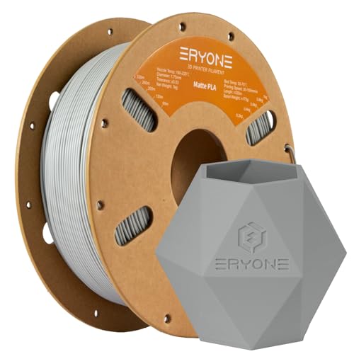 Image of ERYONE Matte 3D Printer PLA Filament 1.75 + /- 0.03mm, Matte Filament PLA 1KG(2.2LBS) Spool, Grey
