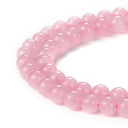 Image of BEADNOVA Natural Rose Quartz Beads Natural Crystal Beads Stone Gemstone Round Loose Energy Healing with Crystal Stretch Cord for Jewelry Making (6mm, 62-64pcs)