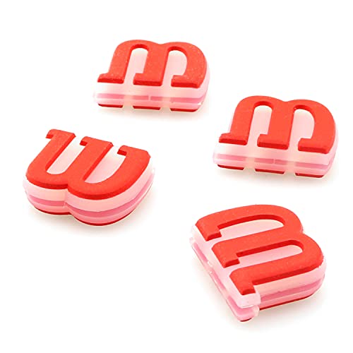ZRM&E 4pcs M-Shaped Tennis Racquet Dampeners Natural Rubber Tennis Racket Damper Shock Absorber, Red