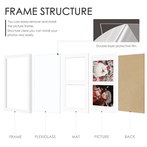 Image of DUENPY 6x9 Picture Frame Double 3.5x5 Collage Picture Frame Displays Two 3.5x5 inch Photos Collage Wall Decor Wall Hanging or Tabletop White