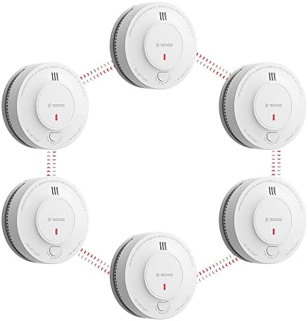 X-Sense Vernetzter Rauchmelder mit 10 Jahre Batterie, Feuermelder mit Stummschaltung, entspricht EN 14604 Standard, SD19-W, 6er Set
