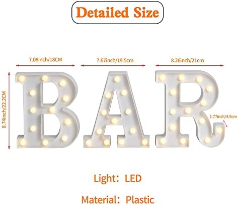 LED Marquee Letters Lights BAR Signs with Remote Control Letter Lamp Light Up Letters Decoration Battery Powered for BAR Pub Home Party Wedding Wall