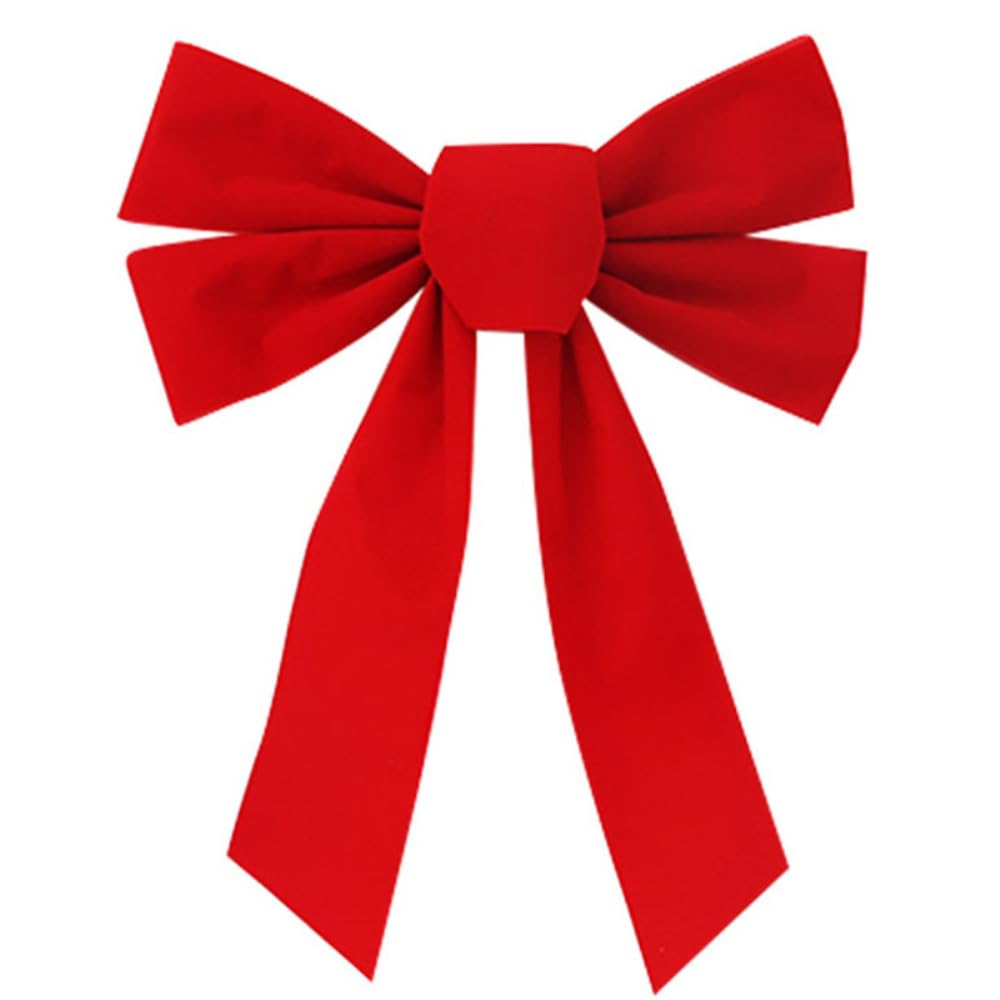 Lot de 24 nœuds de Noël en velours, décorations à suspendre, 23 x 27 cm, rouge