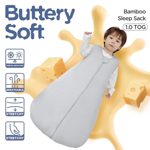 Image of Duomiaomiao Buttery Soft Rayon Made from Bamboo Baby Sleep Sack 18-36 Months 1.0 TOG, Premium Baby Sleeping Bag 2-Way Zipper for Babies