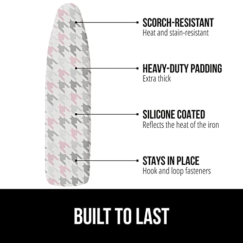 Image of Gorilla Grip Reflective Silicone Ironing Board Cover, 15x54, Fits Large and Standard Boards, Pads Resist Scorching and Staining, Elastic Edge Covers, Thick Padding, No Fasteners Needed, Houndstooth