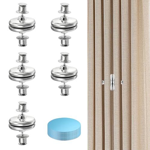 AMONENZ 10 Pièces Aimant pour Rideaux, 20 mm Embrase de Rideaux Aimanté, Rond avec Autocollant, Antirouille Aimants Bouton de Rideau, Argenté, pour Chambre, Salon,...