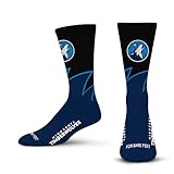 For Bare Feet NBA MINNESOTA TIMBERWOLVES Black Wave Crew Sock Team Color Large