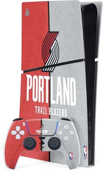 Skinit Decal Gaming Skin Compatible with PS5 Slim Digital Edition Bundle - Officially Licensed NBA Portland Trail Blazers Standard - Black Design
