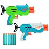 Air Warriors: Duel Shot - 2 Pack Dart Blasters, 6 Accu-Blast Darts, Auto-Advancing Barrels, Green & Blue, Shoot Up to 80ft, Kids Toy, Ages 6+