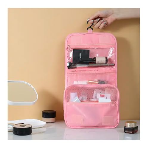 Necessaire Organizadora Masculina Feminina Grande Com Alça Com Alça Viagem Cabide Divisória Rosa Cla