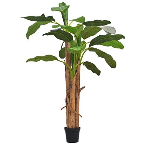 Runheo Árbol de plátano artificial con maceta de 250 cm de madera auténtica, 21 hojas, realista y fácil de limpiar, ideal para oficina, salón, balcón, terraza, interior y exterior